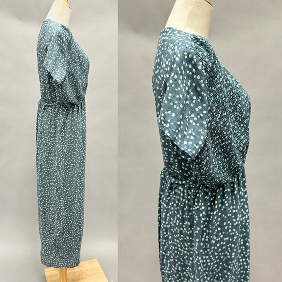 Vintage 90s Debra Martin Floral Smocked Top Dolman Sleeve Jumpsuit Size 12 - Picture 2 of 16